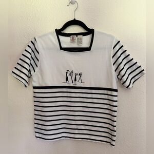 Vintage K Wear Koret Blouse Top Women’s Small Black & White Stripe